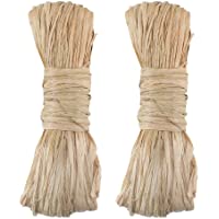 HUAESIN 2 Rollo Rafia Natural Cuerda de Rafia Seca para Envolver y Rellenar Regalos Navideños Embalaje Cajas Artesanías…